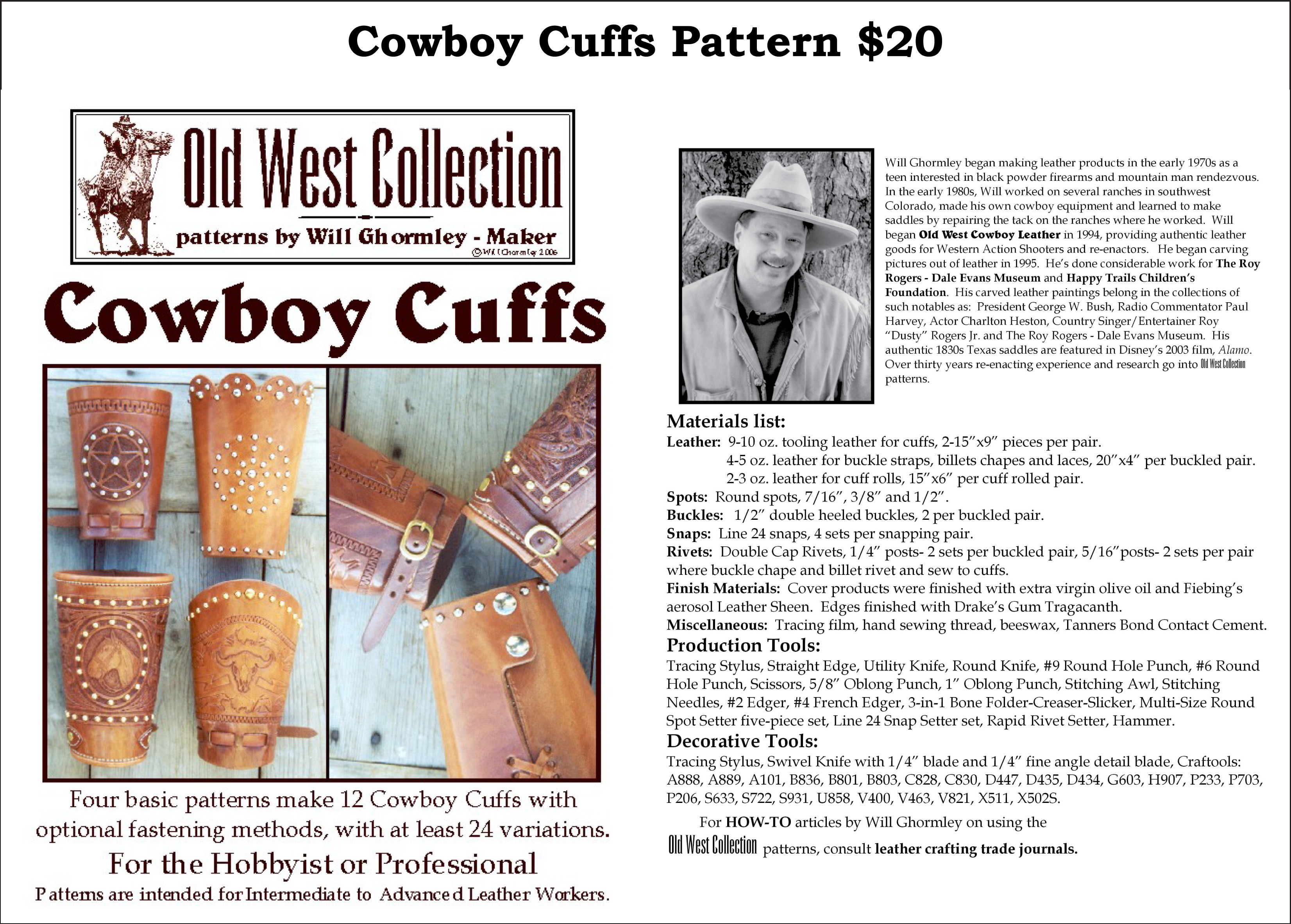 Cowboy Cuffs Pattern — $20.00